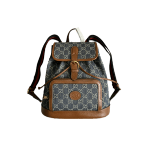 GG Backpack with Interlocking G Blue and Ivory Denim