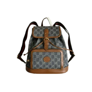 GG Backpack with Interlocking G Blue and Ivory Denim