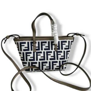 Replica Fendi Mini Roll Tote Bag - White Canvas Leather Designer Handbag