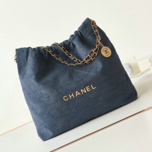 Chanel 22 Handbag Replica - Blue Velvet Women's Designer Bag