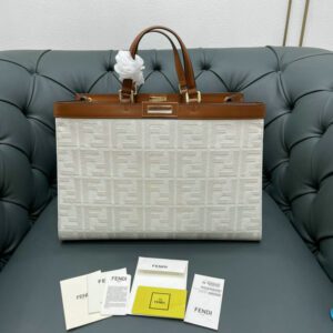 Replica Fendi Peekaboo X Tote Bag - Luxurious White Canvas Handbag