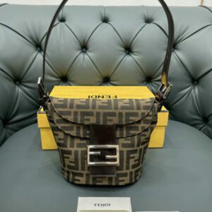 Replica Fendi Baguette Cloth Handbag - Classic Brown Monogram Shoulder Bag