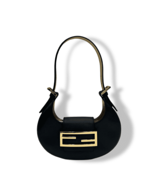 Replica Fendi Women's Cookie Mini Hobo Bag - Elegant Black Cowhide Handbag