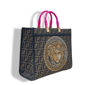 Replica Fendi Versace Medusa Embellished Sunshine Tote Bag Shopper - Iconic Fendace 2022 Collaboration