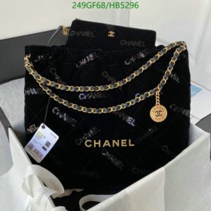 Replica Chanel 22 Bag in Velours - Black Luxury Handbag