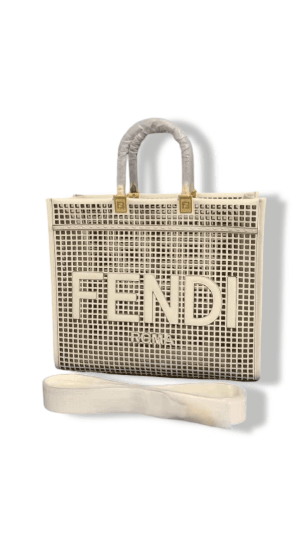 Replica Fendi Women’s Sunshine Medium Two-Toned Perforated Leather Shopper Bag