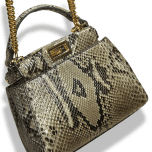 Replica Fendi Peekaboo Python Handbag – Grey with Lambskin Lining