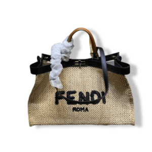 Replica Beige Fendi Medium Raffia Peekaboo X-Tote Satchel