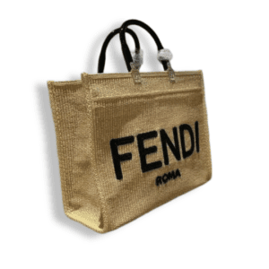 Replica Fendi Brown Medium Sunshine Raffia Tote Beige - Stylish Summer Handbag