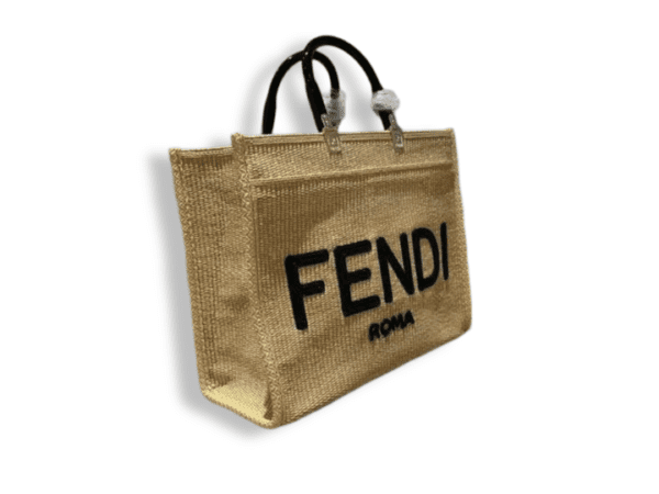 Replica Fendi Brown Medium Sunshine Raffia Tote Beige - Stylish Summer Handbag