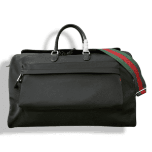 Replica Large Duffle Bag - Black Nylon with Gucci Web Detail