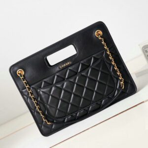 Replica Chanel 23S Calfskin Black Clutch Bag with Chain - Luxury Handbag