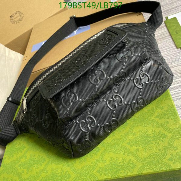 Replica Gucci GG-Embossed Black Belt Bag