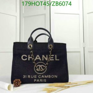 Replica Chanel Deauville Medium Model Shopping Bag in Blue Canvas