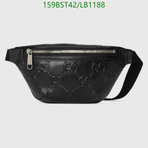 Replica Gucci GG-Embossed Black Belt Bag