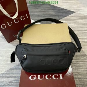 Replica Small Belt Bag with Gucci Logo – Black Canvas & Leather (Model 802096)