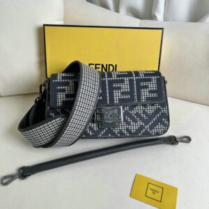 Fendi Houndstooth Zucca Baguette Replica