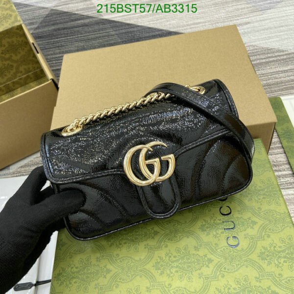 Replica GG Marmont Small Shoulder Bag – Black Leather with Antique Gold Hardware