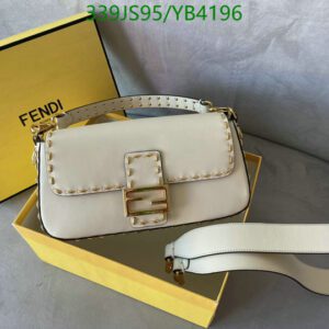 Fendi Baguette Camellia Selleria Bag with Oversized Topstitching Mirror (1:1) Replica