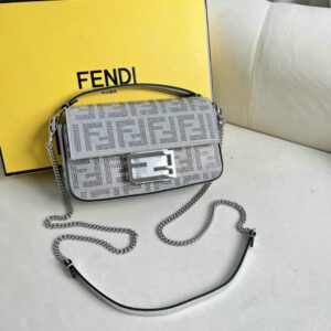 Fendi Crystal Silver Mini Baguette