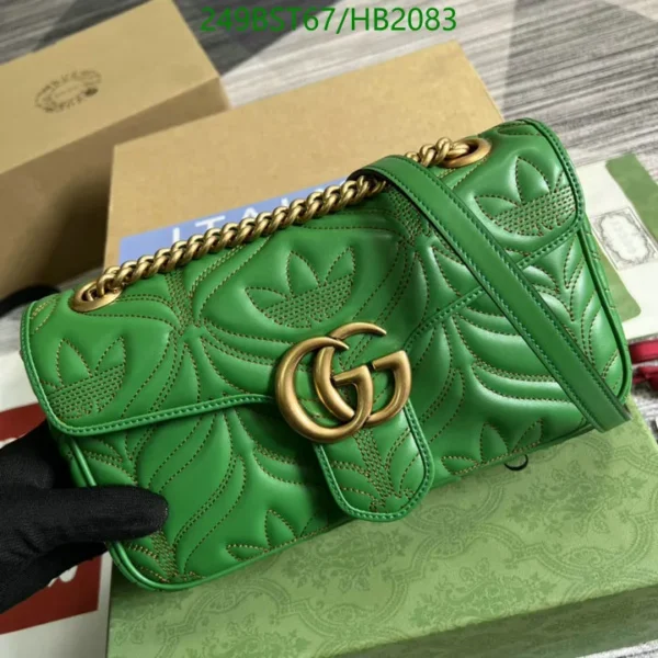 Mirror (1:1) Gucci X Adidas Cowhide Matelasse Small GG Marmont Shoulder Bag – Green Luxury Design