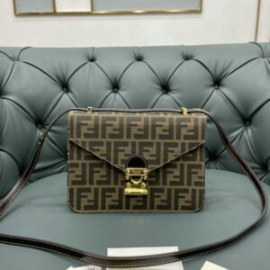 Fendi Zucca Flap Tobacco Moro Crossbody Bag Replica