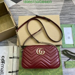 Replica GG Marmont Mini Shoulder Bag – Red Leather with Antique Gold Hardware