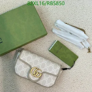 Mirror (1:1) Gucci GG Marmont Crossbody Bag Super Mini – Light Pink & White