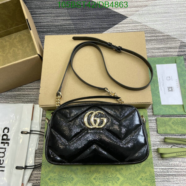 Replica GG Marmont Small Shoulder Bag – Quilted Black Leather with Gold Hardware