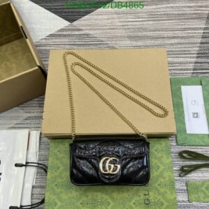 Replica GG Marmont Super Mini Bag – Black Quilted Leather with Gold Hardware