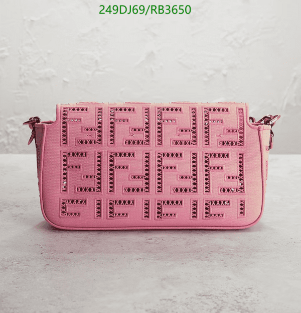 Fendi Pink Embroidered Canvas Baguette Bag Replica