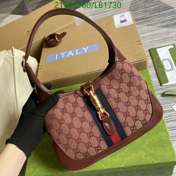 Replica GUCCI Jackie 1961 Shoulder Bag GG Canvas Beige Burgundy – Iconic Luxury Handbag