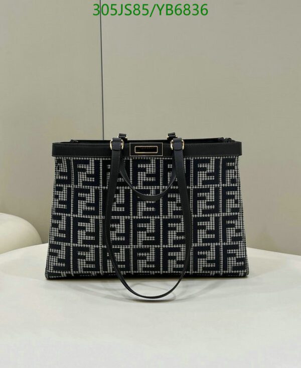 Fendi Peekaboo X-Tote Houndstooth Canvas Bag