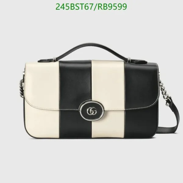 Mirror (1:1) Petite GG Mini Shoulder Bag – Black and White Cowhide Leather