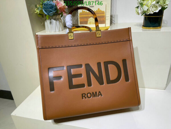 Upgrade your style with the Fendi Sunshine Medium Tote Bag Mirror 1:1 Replica. Crafted from premium brown leather, it features tortoiseshell handles, gold-finish hardware, and a spacious interior.