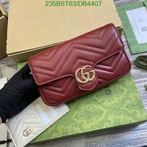 Replica GG Marmont Super Mini Bag – red Quilted Leather with Gold Hardware