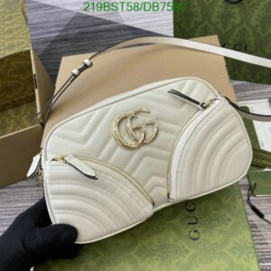 Replica Small GG Marmont Shoulder Bag - White Quilted Leather with Gold-Tone Plaque