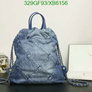 Chanel Denim Quilted Chanel 22 Backpack Blue Mirror (1:1)