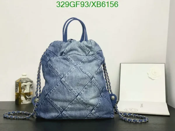 Chanel Denim Quilted Chanel 22 Backpack Blue Mirror (1:1)