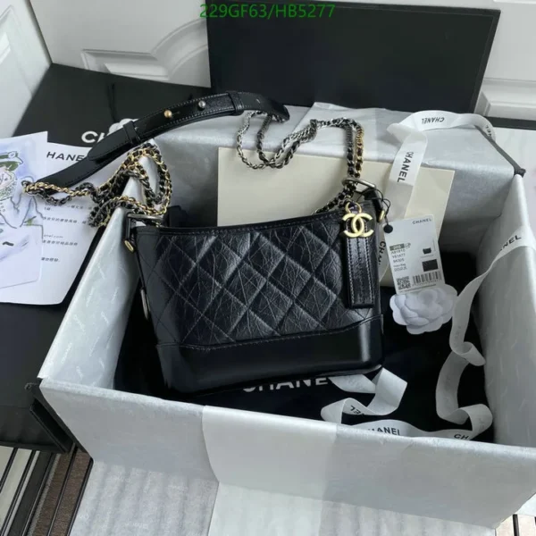 Chanel Leather Embossed Small Gabrielle Hobo Black Mirror (1:1)