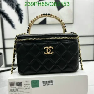 Chanel Leather Quilted Vanity With Chain Black Mirror (1:1)