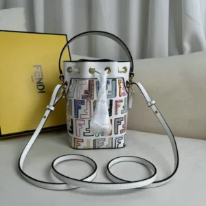 Fendi Canvas Vitello Grace FF Multicolor Mini Mon Tresor Bucket Bag Replica