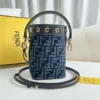 Fendi Mon Tresor Light blue FF jacquard velvet mini bag (Mirror 1:1)