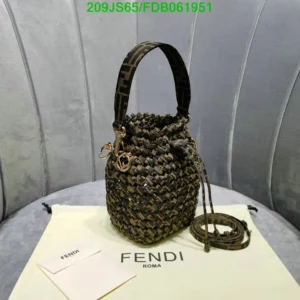 Fendi Brown Jacquard Interlace Canvas Mini Mon Tresor Mirror (1:1)