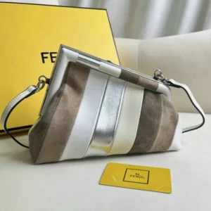 Multicolor Fendi Small Fendi First Leather and Suede Striped Crossbody Mirror (1:1)