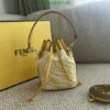 Fendi X Sarah Coleman Glazed Canvas Vitello King FF Vertigo Mini Mon Tresor Bucket Bag Mimosa White Mirror (1:1)