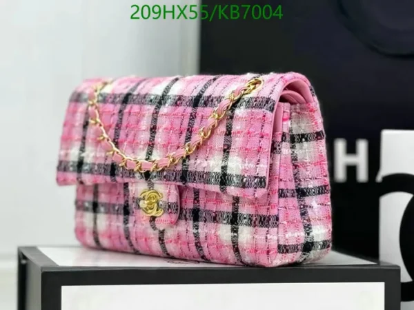 Chanel Metallic Tweed Quilted Mini Rectangular Flap Pink Navy White Mirror (1:1)