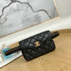 Chanel Lambskin Quilted Waist Belt Bag Black Mirror (1:1)