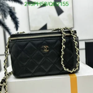 Chanel Leather Quilted Vanity With Chain Black Mirror (1:1)