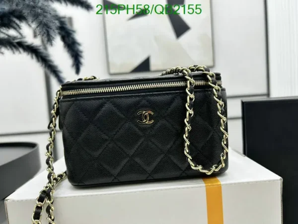 Chanel Leather Quilted Vanity With Chain Black Mirror (1:1)